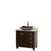 Acclaim 36 In. Single Vanity in Espresso with Top in Ivory with Black Sink and No Mirror