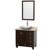 Acclaim 36 In. Single Vanity in Espresso with Top in Ivory with White Carrara Sink and Mirror