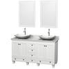 Acclaim 60 In. Double Vanity in White with Top in Carrara White with White Carrara Sinks and Mir.
