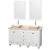 Acclaim 60 In. Double Vanity in White with Top in Ivory with Bone Sinks and Mirrors