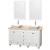 Acclaim 60 In. Double Vanity in White with Top in Ivory with White Sinks and Mirrors