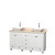Acclaim 60 In. Double Vanity in White with Top in Ivory with White Sinks and No Mirrors