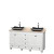 Acclaim 60 In. Double Vanity in White with Top in Ivory with Black Sinks and No Mirrors