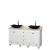 Acclaim 60 In. Double Vanity in White with Top in Ivory with Black Sinks and No Mirrors