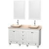 Acclaim 60 In. Double Vanity in White with Top in Ivory with Ivory Sinks and Mirrors