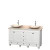 Acclaim 60 In. Double Vanity in White with Top in Ivory with Ivory Sinks and No Mirrors
