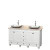 Acclaim 60 In. Double Vanity in White with Top in Ivory with White Carrara Sinks and No Mirrors