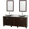 Acclaim 80 In. Double Vanity in Espresso with Top in Carrara White with White Carrara Sinks and Mir.
