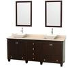 Acclaim 80 In. Double Vanity in Espresso with Top in Ivory with Bone Sinks and Mirrors