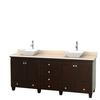 Acclaim 80 In. Double Vanity in Espresso with Top in Ivory with White Sinks and No Mirrors