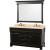 Andover 60 In. Vanity in Antique Black with Double Basin Marble Vanity Top in Ivory and Mirror