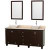 Acclaim 72 In. Double Vanity in Espresso with Top in Ivory with White Sinks and Mirrors