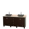 Acclaim 72 In. Double Vanity in Espresso with Top in Ivory with Black Sinks and No Mirrors