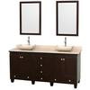 Acclaim 72 In. Double Vanity in Espresso with Top in Ivory with Ivory Sinks and Mirrors