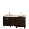 Acclaim 72 In. Double Vanity in Espresso with Top in Ivory with Ivory Sinks and No Mirrors