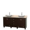 Acclaim 72 In. Double Vanity in Espresso with Top in Ivory with White Carrara Sinks and No Mirrors