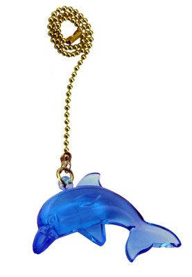 Blue Dolphin Pullchain with 12 Inch (30.5 cm) Brass Beaded Chain