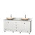 Acclaim 72 In. Double Vanity in White with Top in Carrara White with Ivory Sinks and No Mirrors