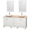 Acclaim 72 In. Double Vanity in White with Top in Ivory with Ivory Sinks and Mirrors