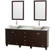 Acclaim 80 In. Double Vanity in Espresso with Top in Carrara White with Bone Sinks and Mirrors