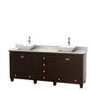 Acclaim 80 In. Double Vanity in Espresso with Top in Carrara White with Bone Sinks and No Mirrors