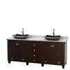 Acclaim 80 In. Double Vanity in Espresso with Top in Carrara White with Black Sinks and No Mirrors