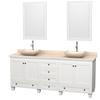Acclaim 80 In. Double Vanity in White with Top in Ivory with Ivory Sinks and Mirrors