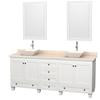 Acclaim 80 In. Double Vanity in White with Top in Ivory with Bone Sinks and Mirrors