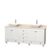 Acclaim 80 In. Double Vanity in White with Top in Ivory with Bone Sinks and No Mirrors