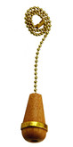 Light Wood Cone-shaped Pullchain with 12 Inch (30.5 cm) Brass Beaded Chain