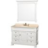 Andover 48 In. Vanity in White with Marble Vanity Top in Ivory and Undermount Sink
