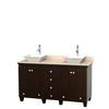 Acclaim 60 In. Double Vanity in Espresso with Top in Ivory with White Sinks and No Mirrors
