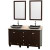 Acclaim 60 In. Double Vanity in Espresso with Top in Ivory with Black Sinks and Mirrors
