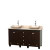 Acclaim 60 In. Double Vanity in Espresso with Top in Ivory with Ivory Sinks and No Mirrors