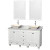 Acclaim 60 In. Double Vanity in White with Top in Carrara White with Bone Sinks and Mirrors