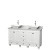 Acclaim 60 In. Double Vanity in White with Top in Carrara White with White Sinks and No Mirrors