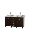 Acclaim 60 In. Double Vanity in Espresso with Top in Carrara White with Bone Sinks and No Mirrors