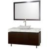 Malibu 48 In. Vanity in Espresso with Marble Vanity Top in Carrara White with Sink and Mirror