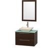 Amare 30 In. Vanity in Espresso with Glass Vanity Top in Aqua and Ivory Marble Sink