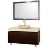 Malibu 48 In. Vanity in Espresso with Marble Vanity Top in Ivory with Ivory Marble Sink and Mirror