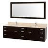 Encore 78 In. Vanity in Espresso with Marble Top in Ivory and White Square Sink