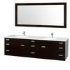 Encore 78 In. Vanity in Espresso with Man-Made Stone Vanity Top in White and Integral Square Sink