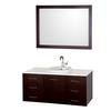 Arrano 48 In. Vanity in Espresso with Man Made Stone Top in White and Porcelain Semi-Recessed Sink