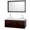 Arrano 55 In. Vanity in Espresso with Man-Made Stone Vanity Top in White and Mirror