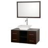 Abba 36 In. Vanity in Espresso with Glass Vanity Top in Black and Mirror