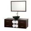 Abba 48 In. Vanity in Espresso with Glass Vanity Top in Black and Mirror