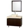 Malibu 36 In. Vanity in Espresso with Marble Vanity Top in Ivory and Porcelain Sink