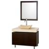 Malibu 36 In. Vanity in Espresso with Marble Vanity Top in Ivory and Marble Sink
