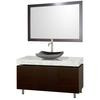 Malibu 48 In. Vanity in Espresso with Marble Top in Carrara White with Black Granite Sink and Mirror