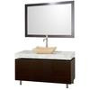 Malibu 48 In. Vanity in Espresso with Marble Vanity Top in Carrara White and Ivory Sink, Mirror